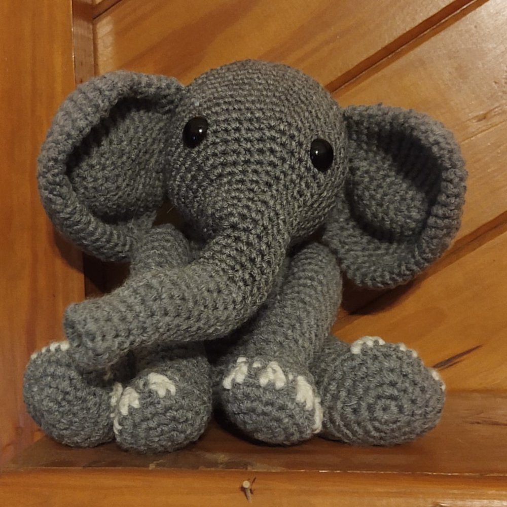 Hand Crochet Stuffed Baby Elephant, made by me